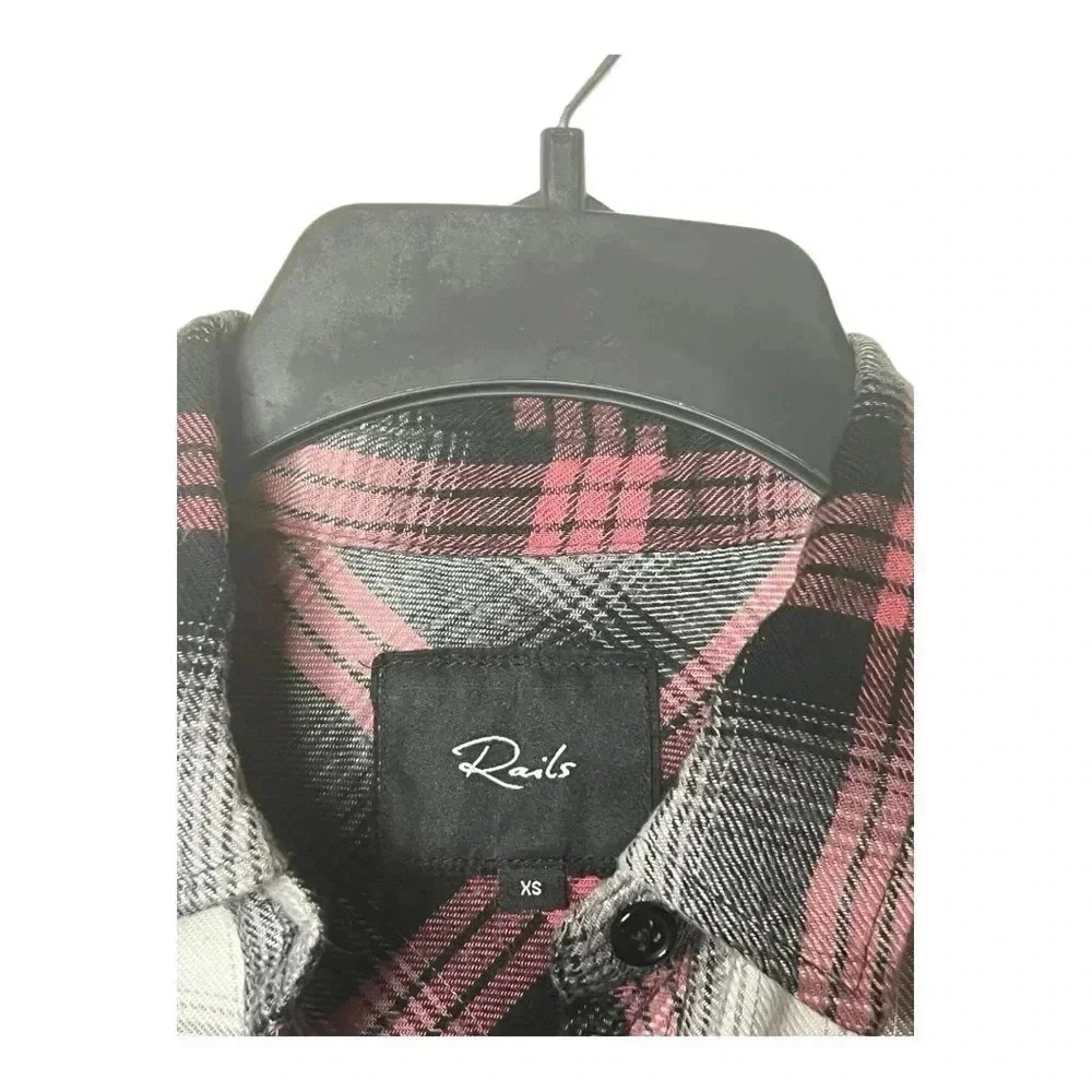 1498. RAILS HUNTER LONG SLEEVE‎ BUTTON UP TOP SIZE XSMALL PINK/BROWN/WHITE - Picture 7 of 11